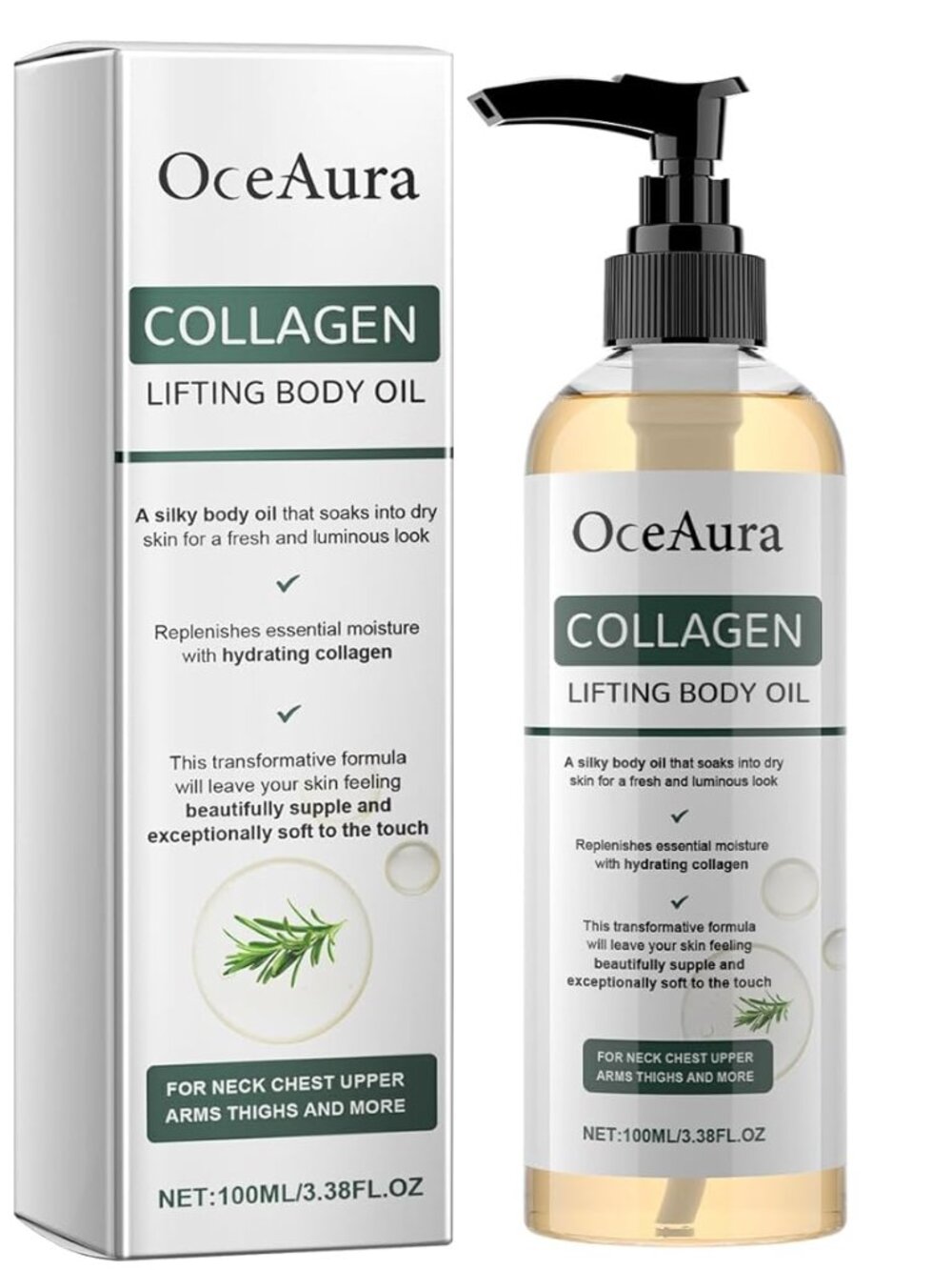 Collagen Lifting Body Oil with Hydrating Formula for Neck, Chest, Arms, Thighs